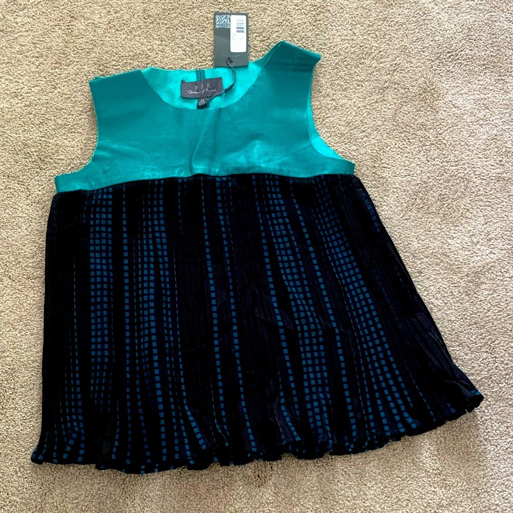 Patterson J Kincaid Dutch pleated top genuine leather NWT